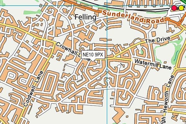 NE10 9PX map - OS VectorMap District (Ordnance Survey)