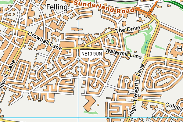 NE10 9UN map - OS VectorMap District (Ordnance Survey)
