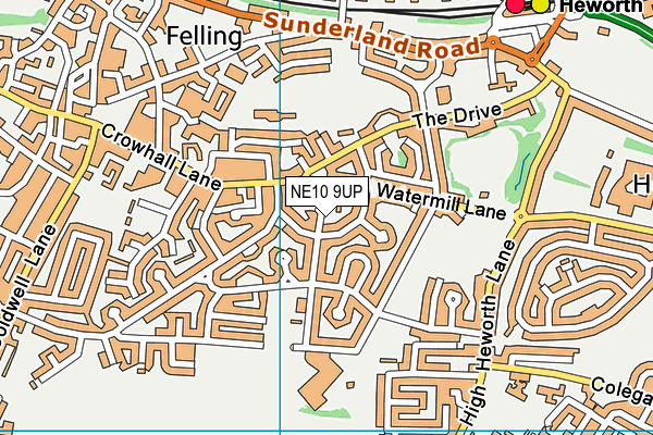 NE10 9UP map - OS VectorMap District (Ordnance Survey)