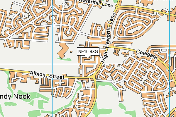 NE10 9XG map - OS VectorMap District (Ordnance Survey)