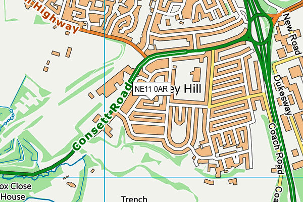 NE11 0AR map - OS VectorMap District (Ordnance Survey)