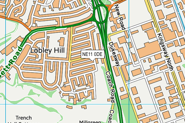 NE11 0DE map - OS VectorMap District (Ordnance Survey)