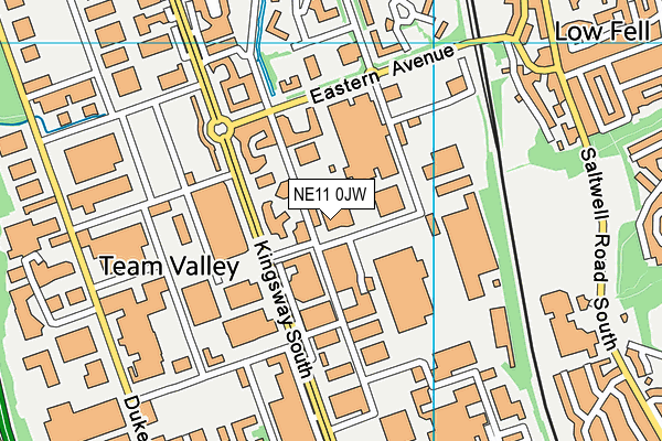 NE11 0JW map - OS VectorMap District (Ordnance Survey)