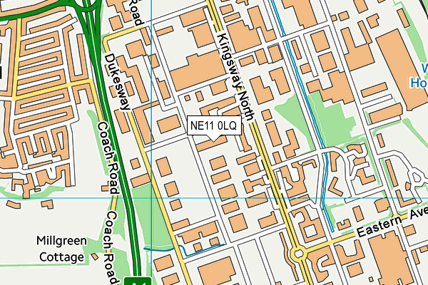 NE11 0LQ map - OS VectorMap District (Ordnance Survey)