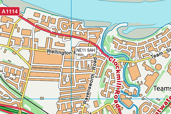 NE11 9AH map - OS VectorMap District (Ordnance Survey)