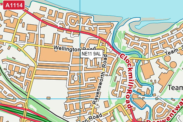 NE11 9AL map - OS VectorMap District (Ordnance Survey)