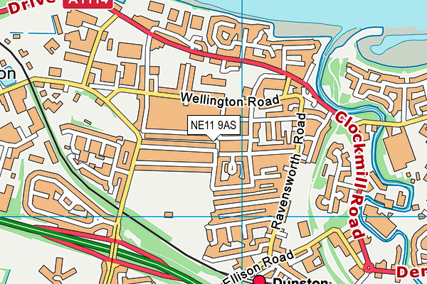 NE11 9AS map - OS VectorMap District (Ordnance Survey)