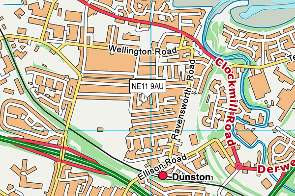 NE11 9AU map - OS VectorMap District (Ordnance Survey)