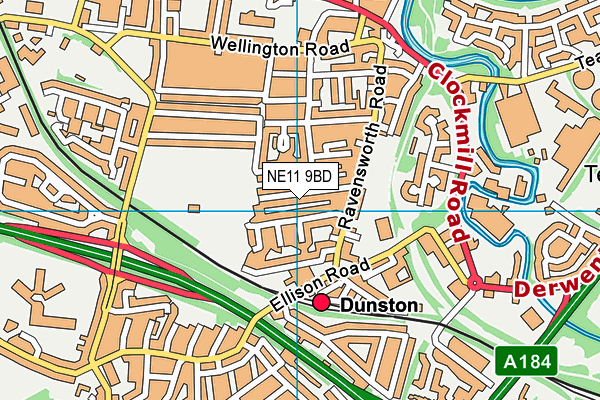 NE11 9BD map - OS VectorMap District (Ordnance Survey)