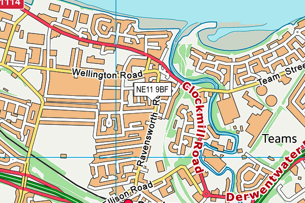 NE11 9BF map - OS VectorMap District (Ordnance Survey)