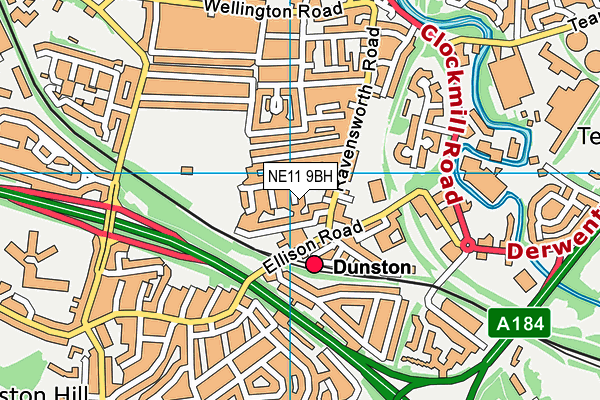 NE11 9BH map - OS VectorMap District (Ordnance Survey)