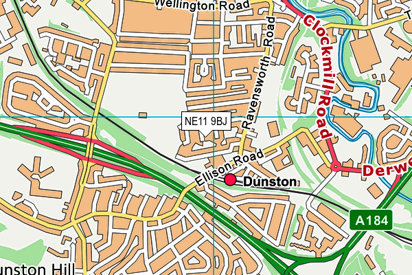 NE11 9BJ map - OS VectorMap District (Ordnance Survey)