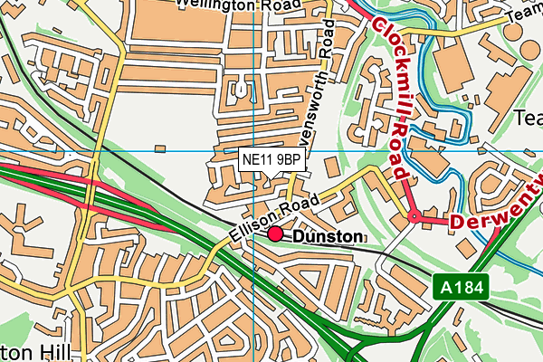 NE11 9BP map - OS VectorMap District (Ordnance Survey)