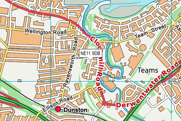 NE11 9DB map - OS VectorMap District (Ordnance Survey)