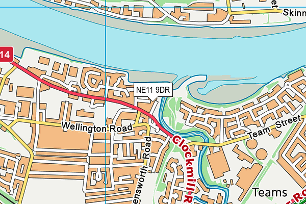 NE11 9DR map - OS VectorMap District (Ordnance Survey)