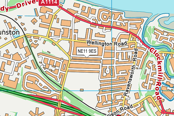 NE11 9ES map - OS VectorMap District (Ordnance Survey)