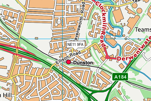 NE11 9FA map - OS VectorMap District (Ordnance Survey)