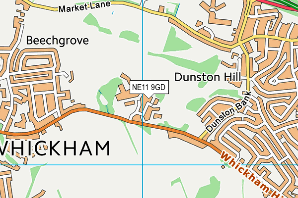 NE11 9GD map - OS VectorMap District (Ordnance Survey)