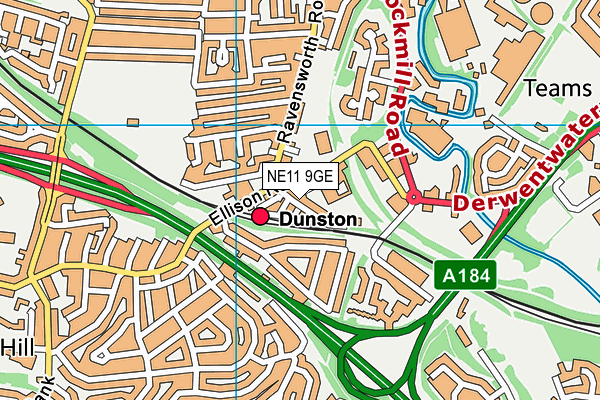 NE11 9GE map - OS VectorMap District (Ordnance Survey)