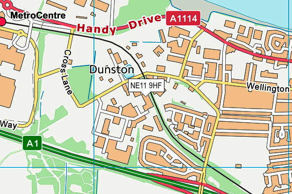 NE11 9HF map - OS VectorMap District (Ordnance Survey)