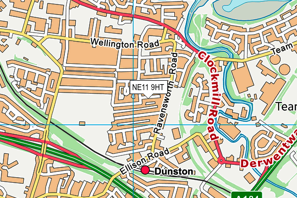 NE11 9HT map - OS VectorMap District (Ordnance Survey)