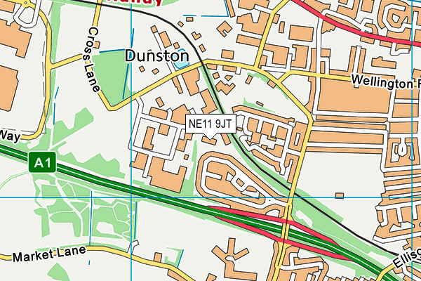 NE11 9JT map - OS VectorMap District (Ordnance Survey)