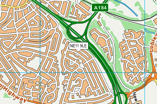 NE11 9LE map - OS VectorMap District (Ordnance Survey)