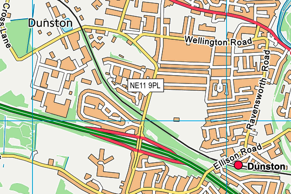 NE11 9PL map - OS VectorMap District (Ordnance Survey)