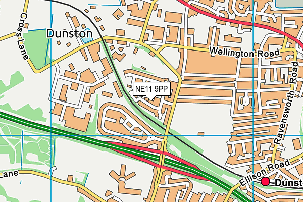 NE11 9PP map - OS VectorMap District (Ordnance Survey)