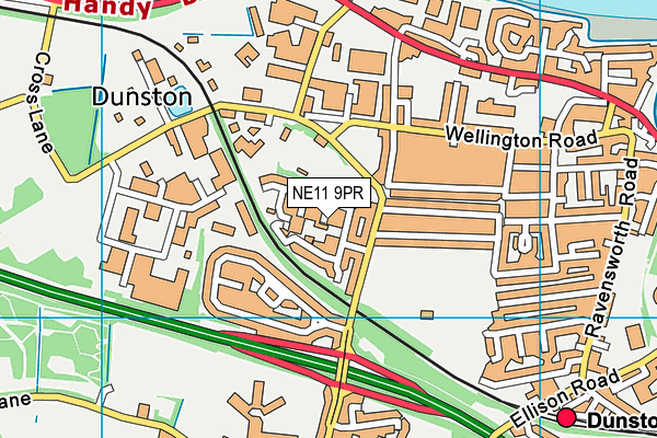 NE11 9PR map - OS VectorMap District (Ordnance Survey)