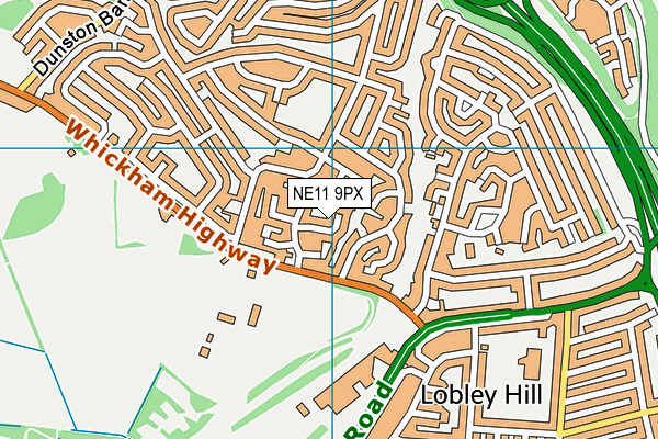 NE11 9PX map - OS VectorMap District (Ordnance Survey)