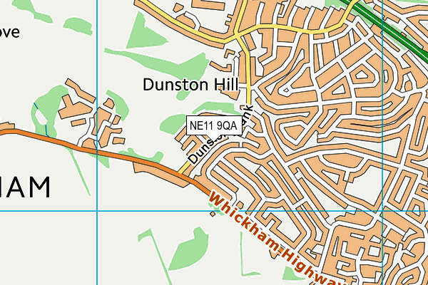 NE11 9QA map - OS VectorMap District (Ordnance Survey)