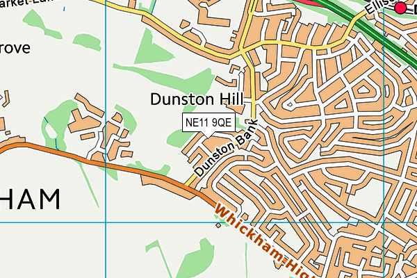 NE11 9QE map - OS VectorMap District (Ordnance Survey)