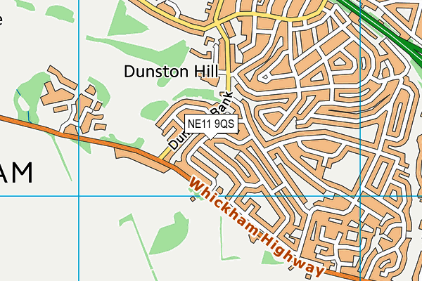 NE11 9QS map - OS VectorMap District (Ordnance Survey)