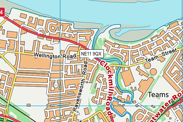 NE11 9QX map - OS VectorMap District (Ordnance Survey)