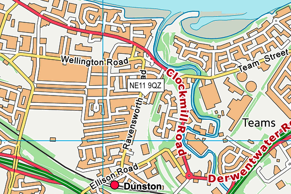 NE11 9QZ map - OS VectorMap District (Ordnance Survey)
