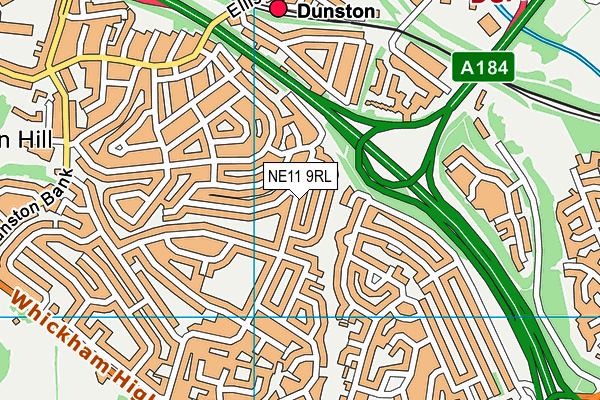 NE11 9RL map - OS VectorMap District (Ordnance Survey)