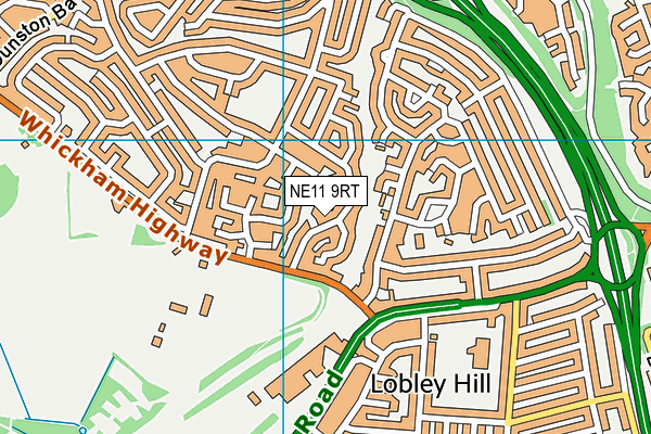 NE11 9RT map - OS VectorMap District (Ordnance Survey)