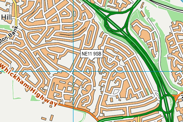 NE11 9SB map - OS VectorMap District (Ordnance Survey)