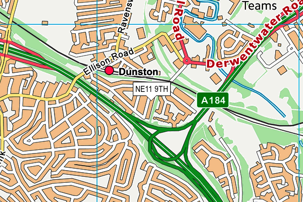 NE11 9TH map - OS VectorMap District (Ordnance Survey)