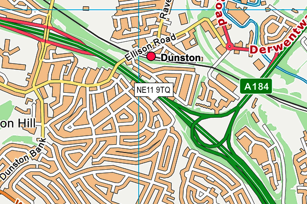 NE11 9TQ map - OS VectorMap District (Ordnance Survey)