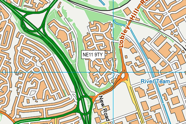 NE11 9TY map - OS VectorMap District (Ordnance Survey)