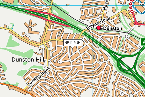 NE11 9UH map - OS VectorMap District (Ordnance Survey)