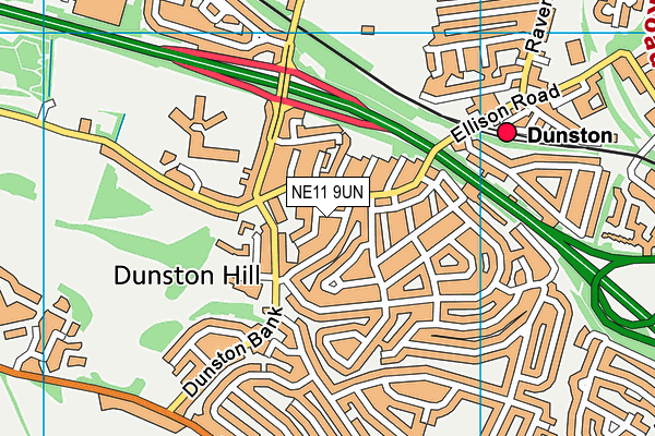 NE11 9UN map - OS VectorMap District (Ordnance Survey)