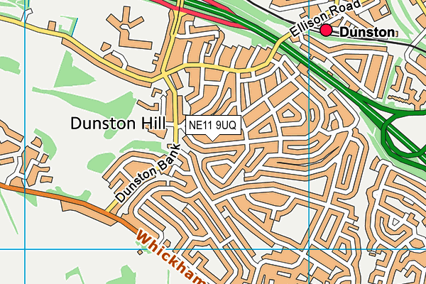 NE11 9UQ map - OS VectorMap District (Ordnance Survey)