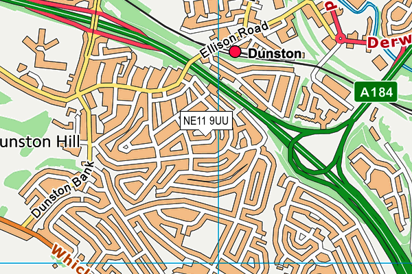 NE11 9UU map - OS VectorMap District (Ordnance Survey)