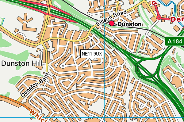 NE11 9UX map - OS VectorMap District (Ordnance Survey)