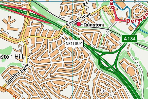 NE11 9UY map - OS VectorMap District (Ordnance Survey)