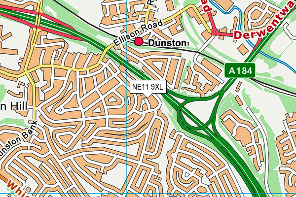 NE11 9XL map - OS VectorMap District (Ordnance Survey)