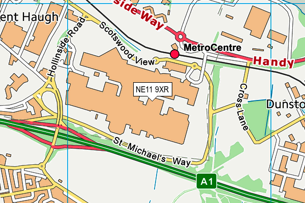 NE11 9XR map - OS VectorMap District (Ordnance Survey)